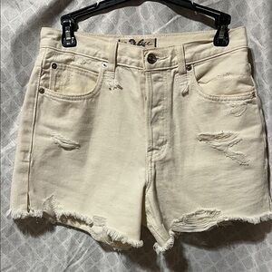 We The Free Free People Off-White Distressed Jean Shorts